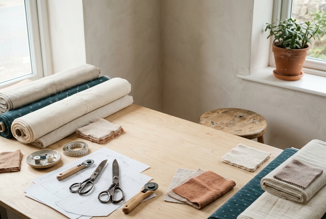 Fabric samples and baby textiles showing soft texture and clean finishing.